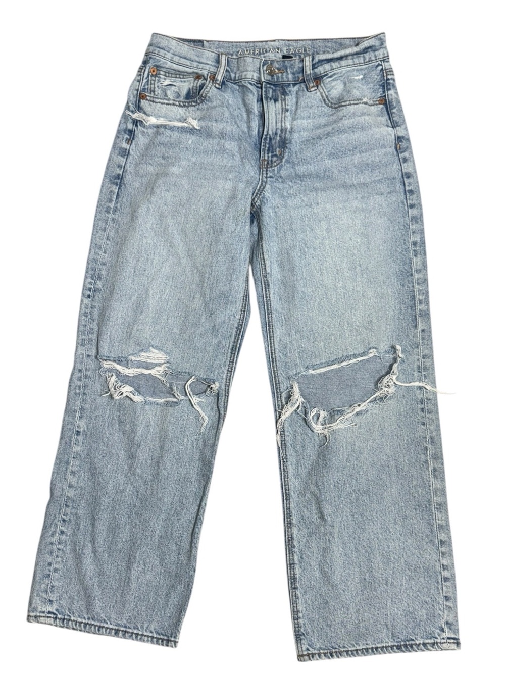 American Eagle Strigid Stovepipe Jeans Size 6 Short Distressed 90s Y2K Skater - Picture 2 of 7